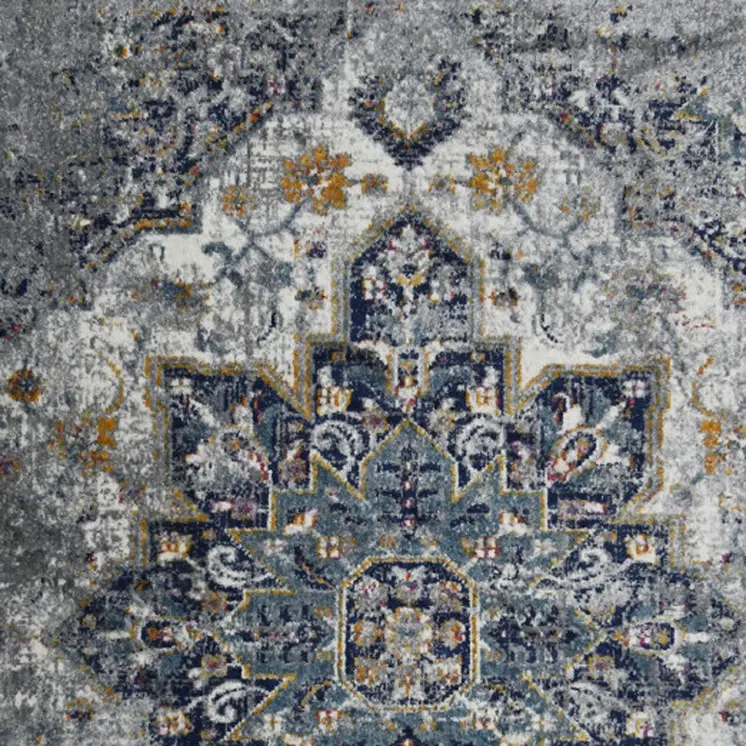 3' X 5' Blue Brown And Gray Area Rug