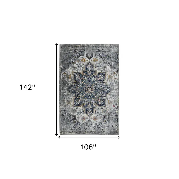 9' X 12' Gray Medallion Power Loom Area Rug