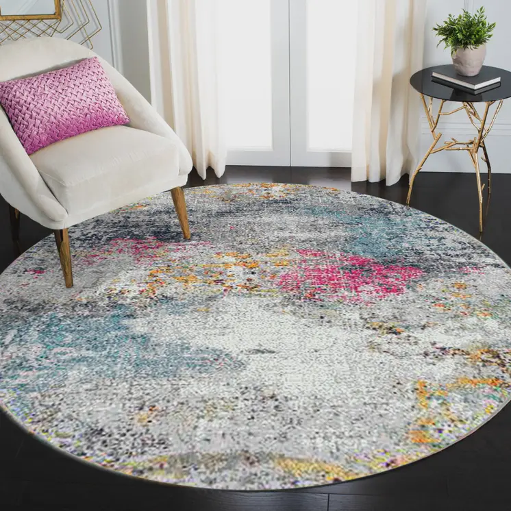 8' X 8' Blue Gray And Purple Area Rug