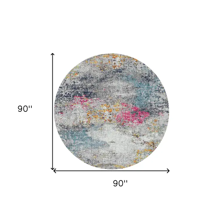8' X 8' Blue Gray And Purple Area Rug