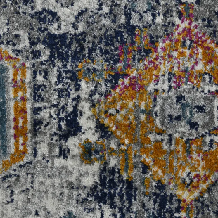 3' X 5' Blue and Orange Geometric Power Loom Area Rug