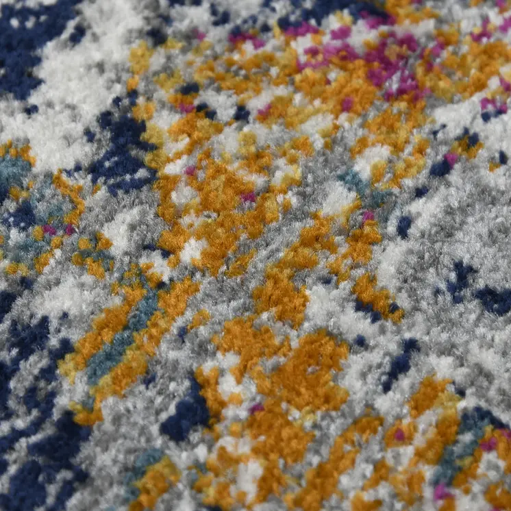 3' X 5' Blue and Orange Geometric Power Loom Area Rug