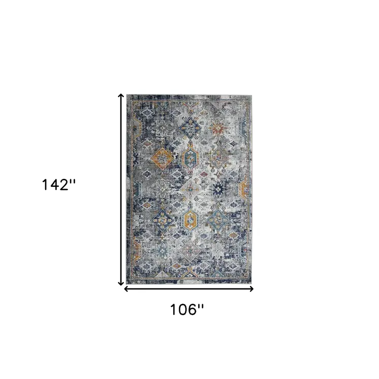 9' X 12' Blue and Orange Geometric Power Loom Area Rug
