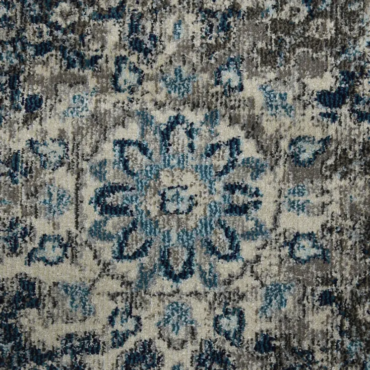 8' X 11' Teal Blue Medallion Power Loom Area Rug