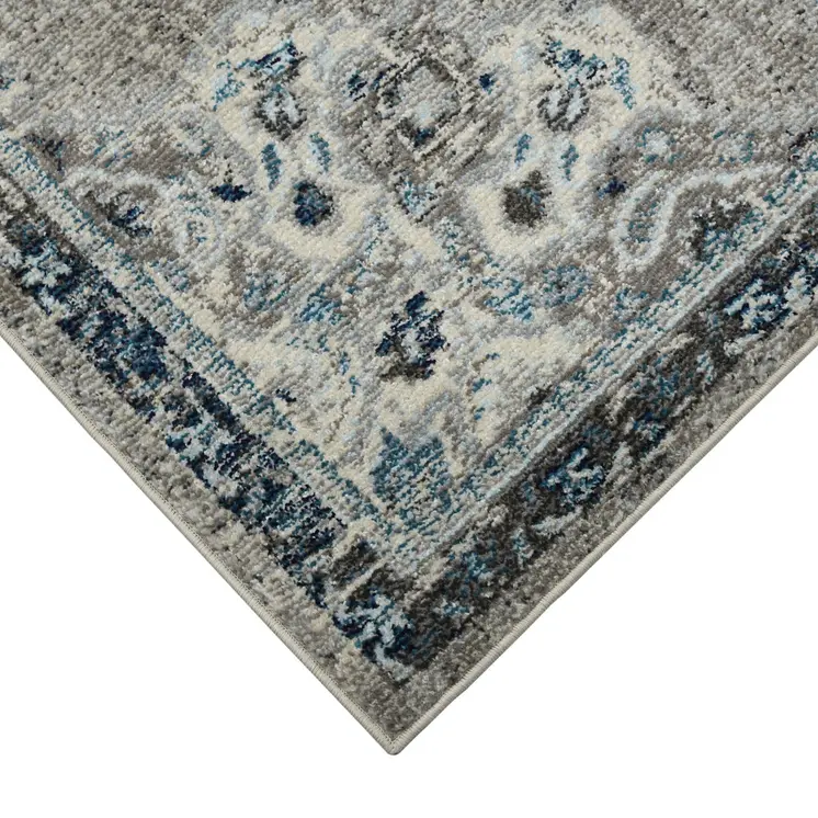 8' X 11' Teal Blue Medallion Power Loom Area Rug