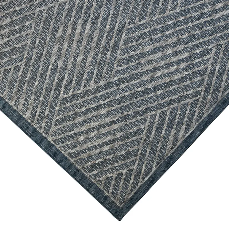 8' X 10' Gray and Blue Geometric Stain Resistant Indoor Outdoor Area Rug