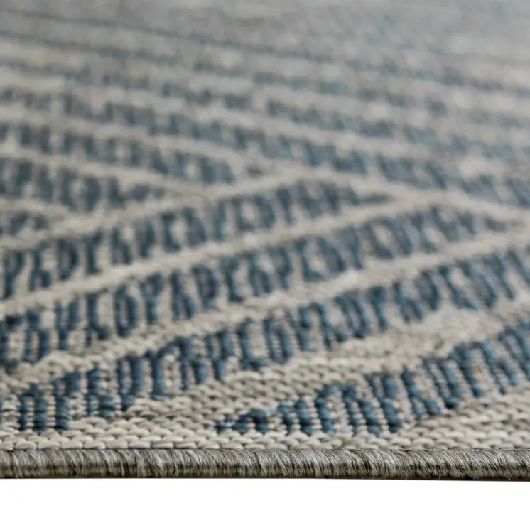 9' X 12' Gray and Blue Geometric Stain Resistant Indoor Outdoor Area Rug