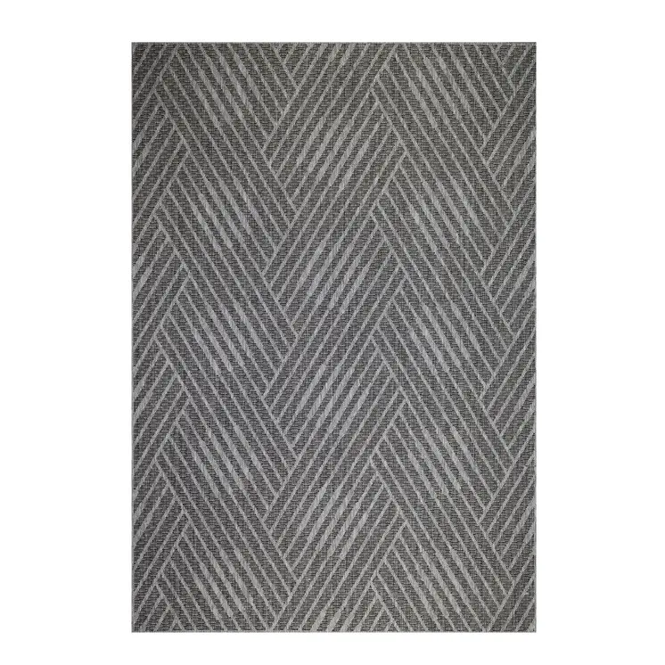 9' X 12' Gray and Blue Geometric Stain Resistant Indoor Outdoor Area Rug