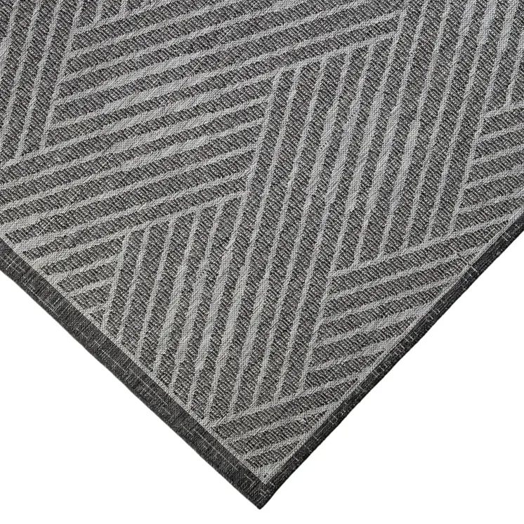 9' X 12' Gray and Blue Geometric Stain Resistant Indoor Outdoor Area Rug