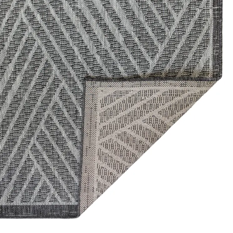 9' X 12' Gray and Blue Geometric Stain Resistant Indoor Outdoor Area Rug