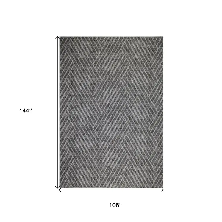 9' X 12' Gray and Blue Geometric Stain Resistant Indoor Outdoor Area Rug