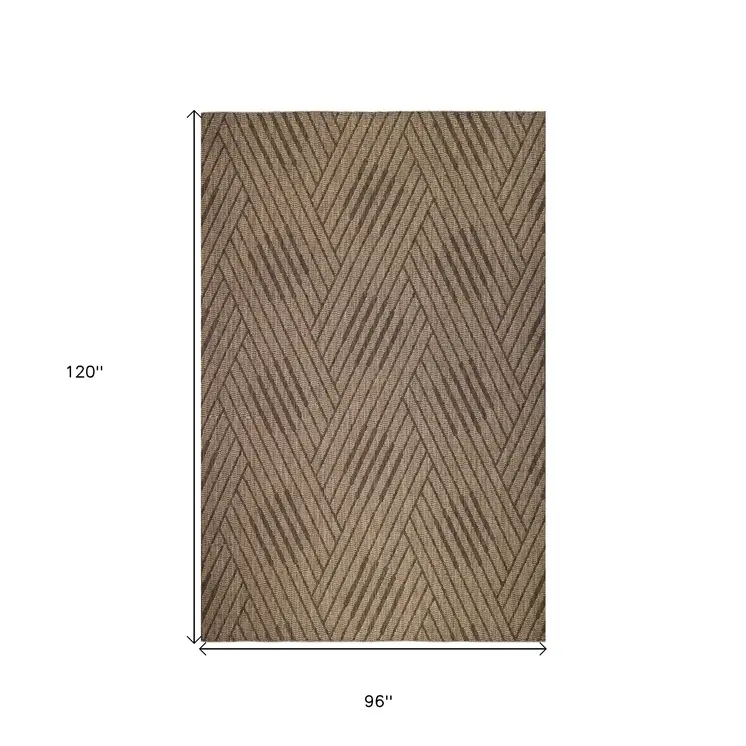 8' X 10' Beige Geometric Stain Resistant Indoor Outdoor Area Rug