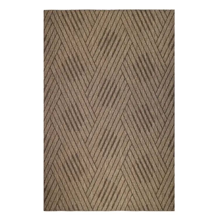 9' X 12' Beige Geometric Stain Resistant Indoor Outdoor Area Rug