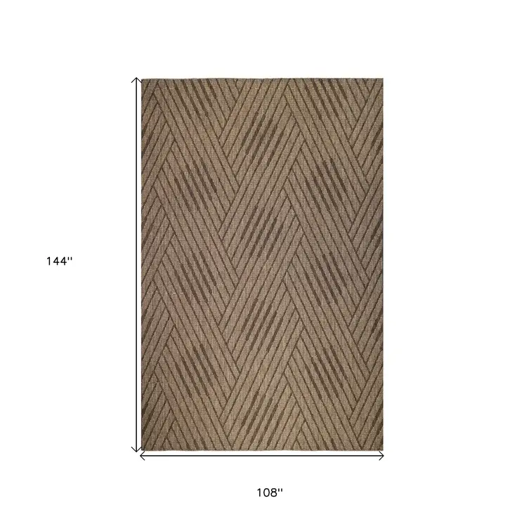 9' X 12' Beige Geometric Stain Resistant Indoor Outdoor Area Rug