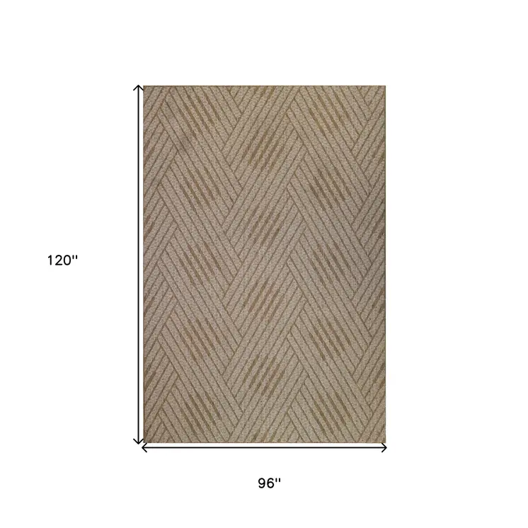 8' X 10' Beige Geometric Stain Resistant Indoor Outdoor Area Rug