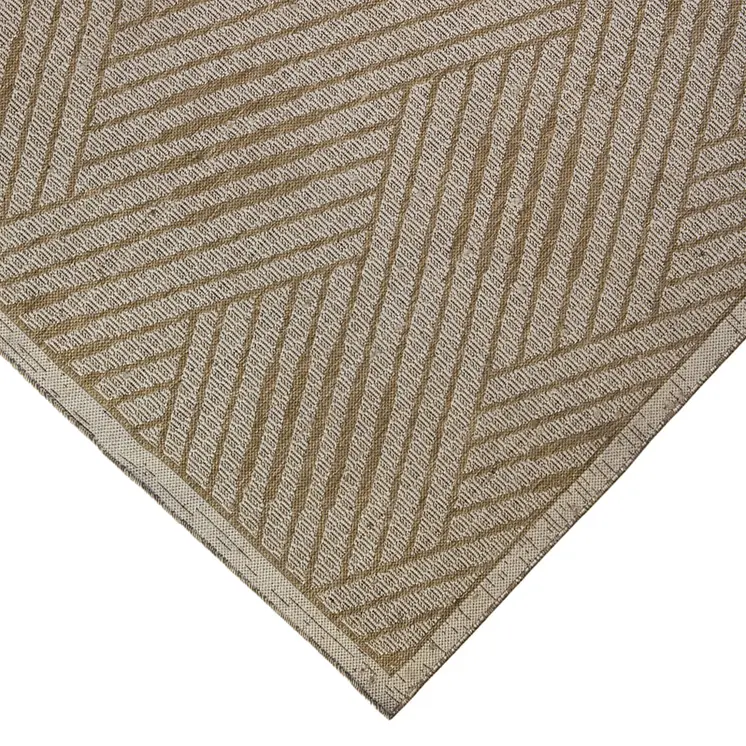 9' X 12' Beige Geometric Stain Resistant Indoor Outdoor Area Rug