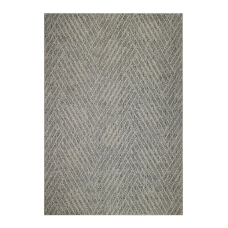 6' X 9' Gray Geometric Stain Resistant Indoor Outdoor Area Rug