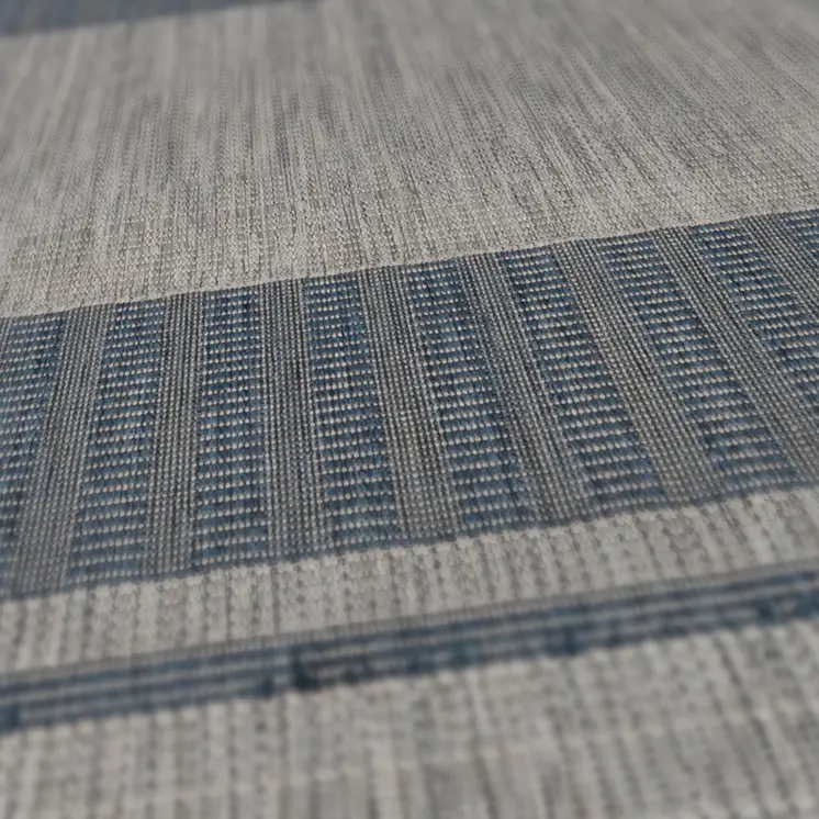 6' X 9' Blue and Gray Striped Stain Resistant Indoor Outdoor Area Rug