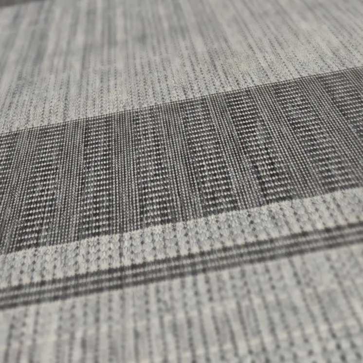 8' Runner Blue and Gray Striped Stain Resistant Indoor Outdoor Runner Rug