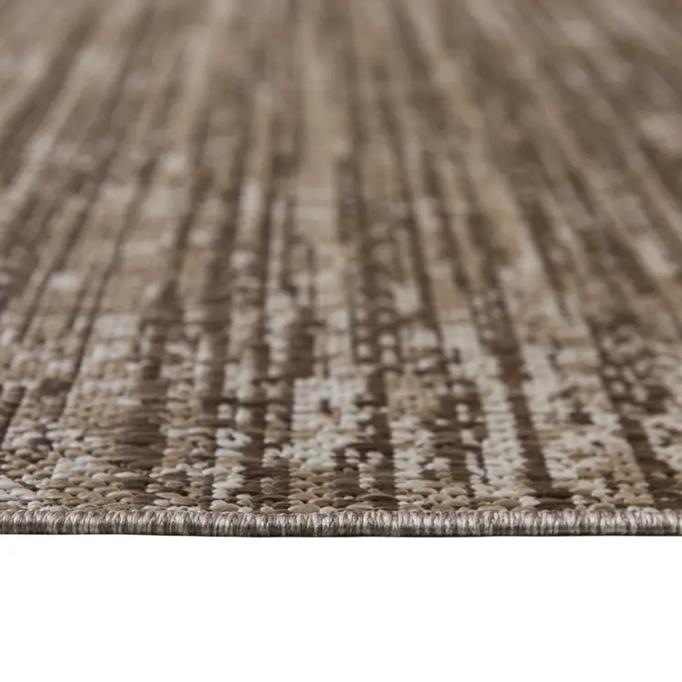 8' X 10' Brown and Ivory Striped Stain Resistant Indoor Outdoor Area Rug
