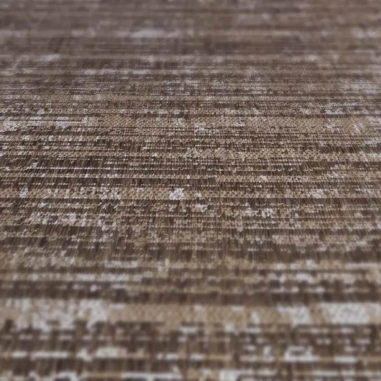 8' X 10' Brown and Ivory Striped Stain Resistant Indoor Outdoor Area Rug