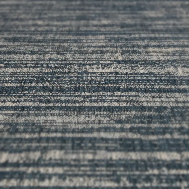 8' X 10' Gray and Blue Striped Stain Resistant Indoor Outdoor Area Rug
