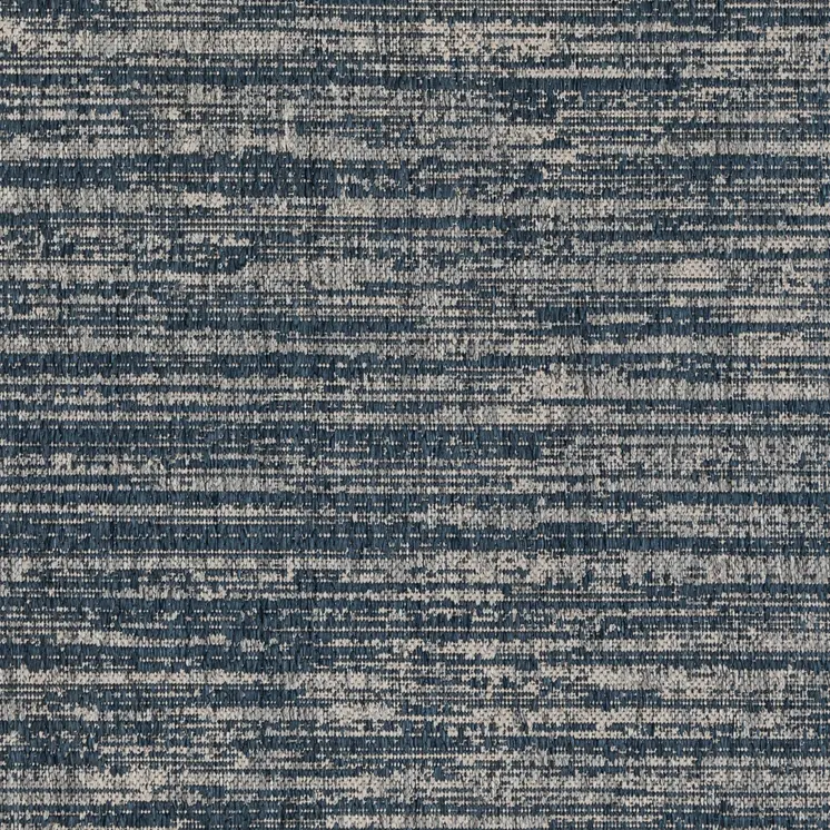 6' X 9' Gray and Blue Striped Stain Resistant Indoor Outdoor Area Rug