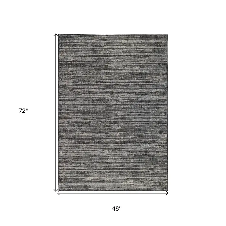 4' X 6' Brown and Ivory Striped Stain Resistant Indoor Outdoor Area Rug