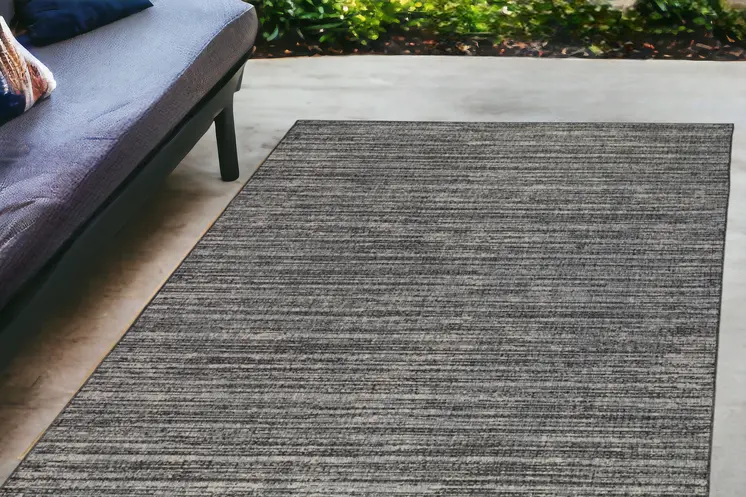 4' X 6' Brown and Ivory Striped Stain Resistant Indoor Outdoor Area Rug