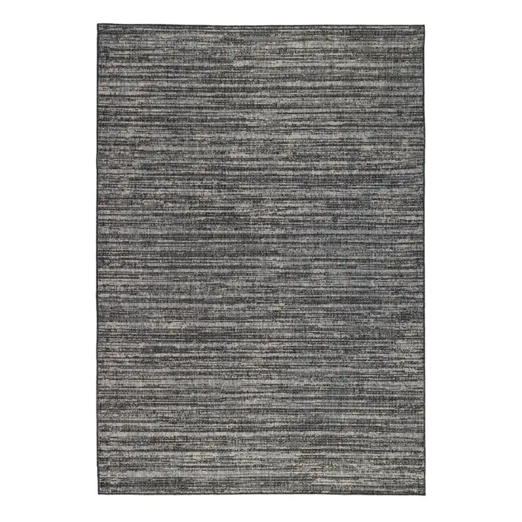 5' X 8' Brown and Ivory Striped Stain Resistant Indoor Outdoor Area Rug