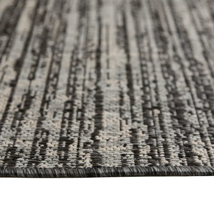 5' X 8' Brown and Ivory Striped Stain Resistant Indoor Outdoor Area Rug