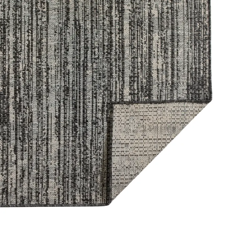 5' X 8' Brown and Ivory Striped Stain Resistant Indoor Outdoor Area Rug
