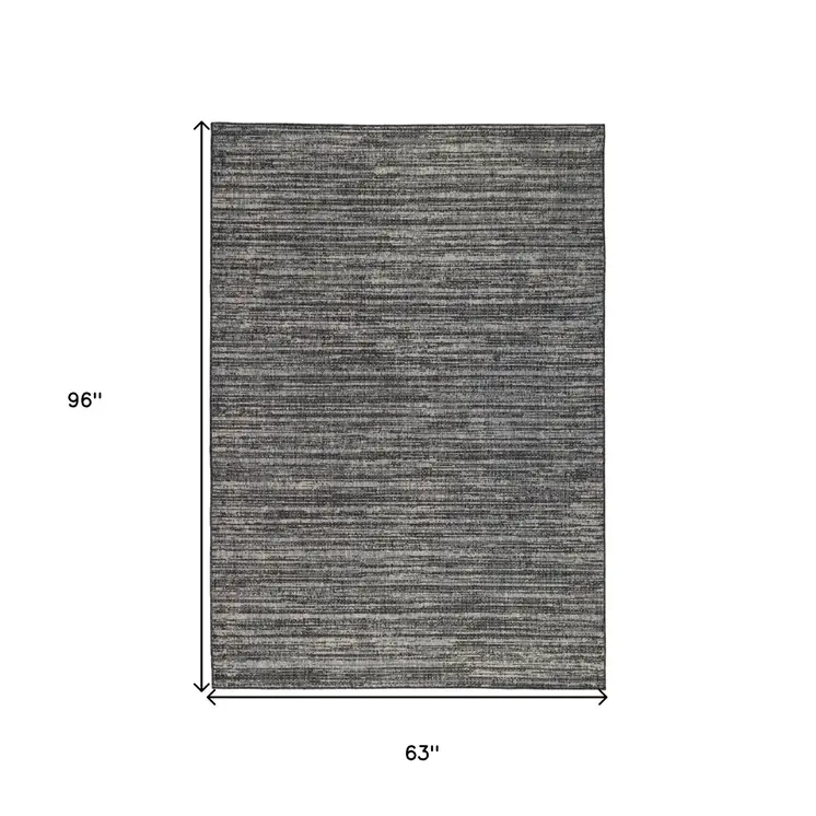 5' X 8' Brown and Ivory Striped Stain Resistant Indoor Outdoor Area Rug