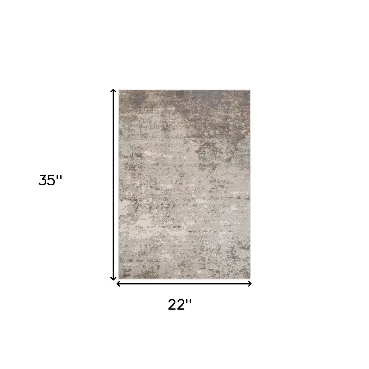 2' X 3' Gray and Dark Gray Abstract Power Loom Area Rug