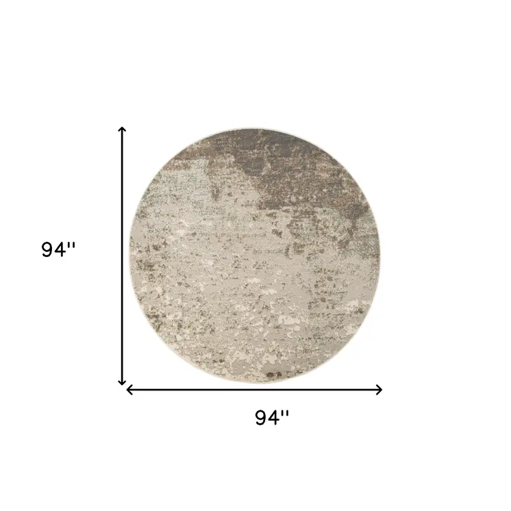 8' Gray and Dark Gray Abstract Power Loom Round Rug