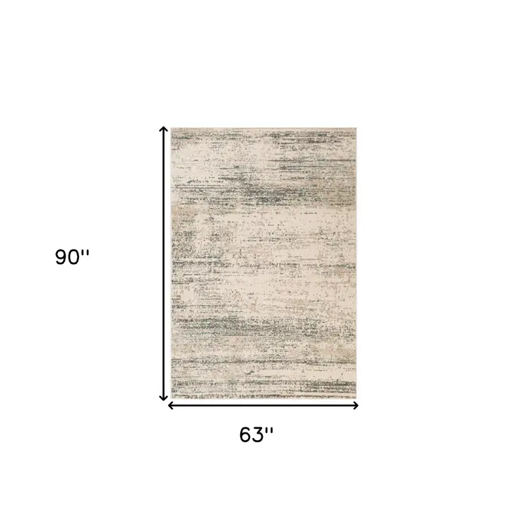 5' X 8' Gray and Ivory Abstract Power Loom Area Rug