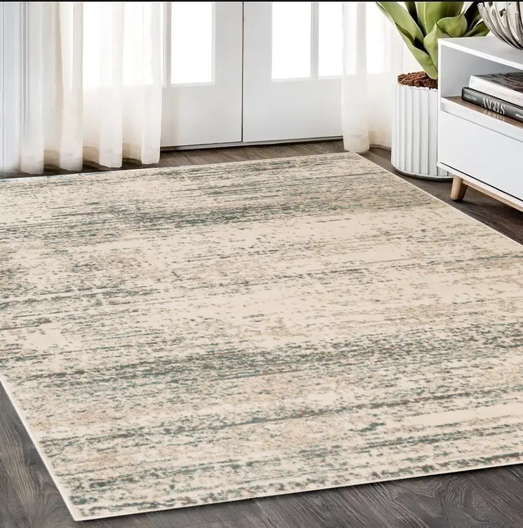 5' X 8' Gray and Ivory Abstract Power Loom Area Rug