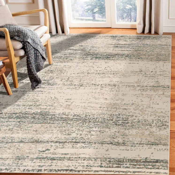 8' X 10' Gray and Ivory Abstract Power Loom Area Rug