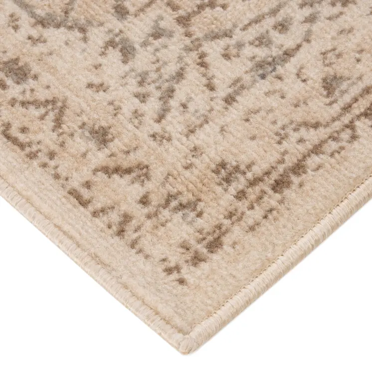 10' Gray and Light Cream Medallion Power Loom Runner Rug