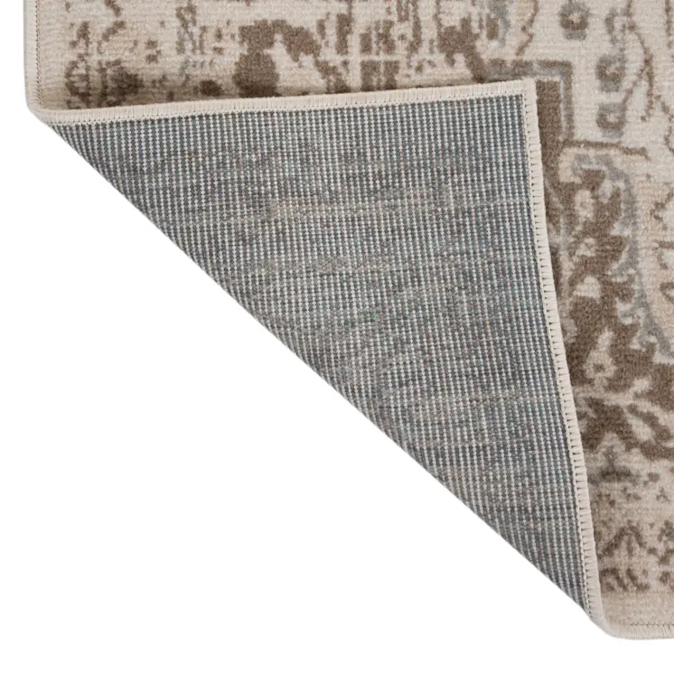 8' X 10' Gray and Light Cream Medallion Power Loom Area Rug