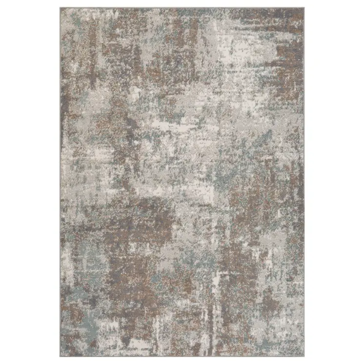 2' X 3' Gray and Light Brown Abstract Power Loom Area Rug