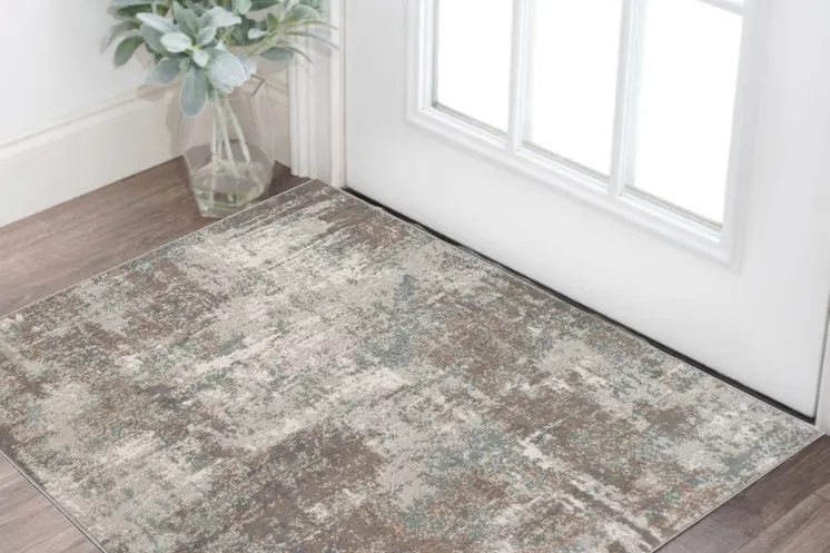 2' X 3' Gray and Light Brown Abstract Power Loom Area Rug