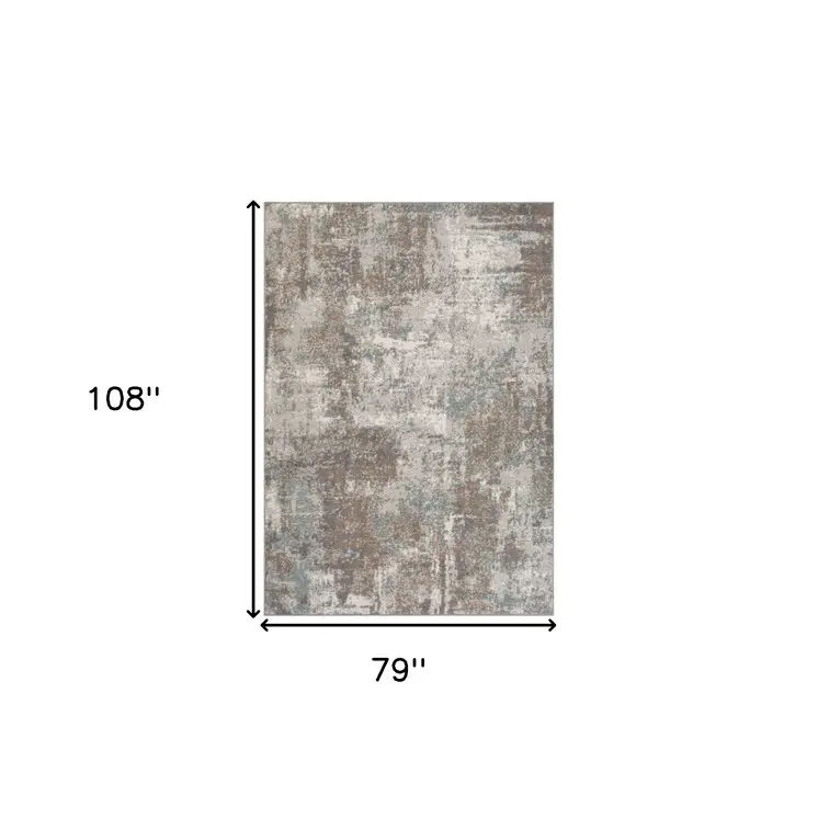 6' X 9' Gray and Light Brown Abstract Power Loom Area Rug