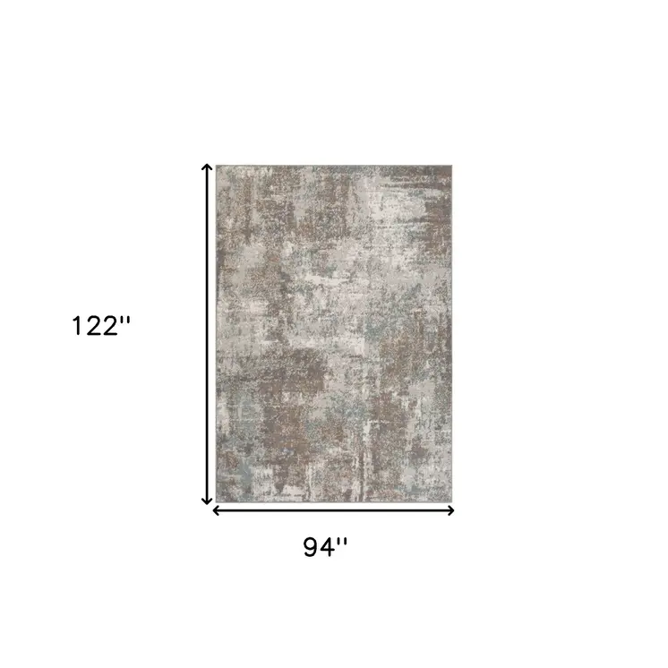 8' X 10' Gray and Light Brown Abstract Power Loom Area Rug