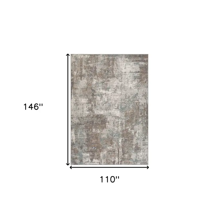 9' X 12' Gray and Light Brown Abstract Power Loom Area Rug