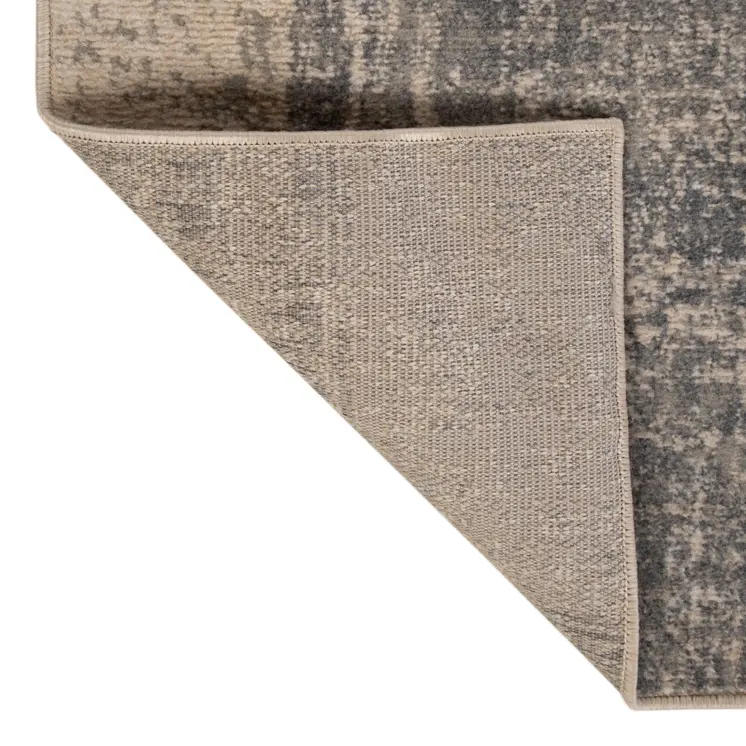 10' Gray and Light Blue Abstract Power Loom Runner Rug