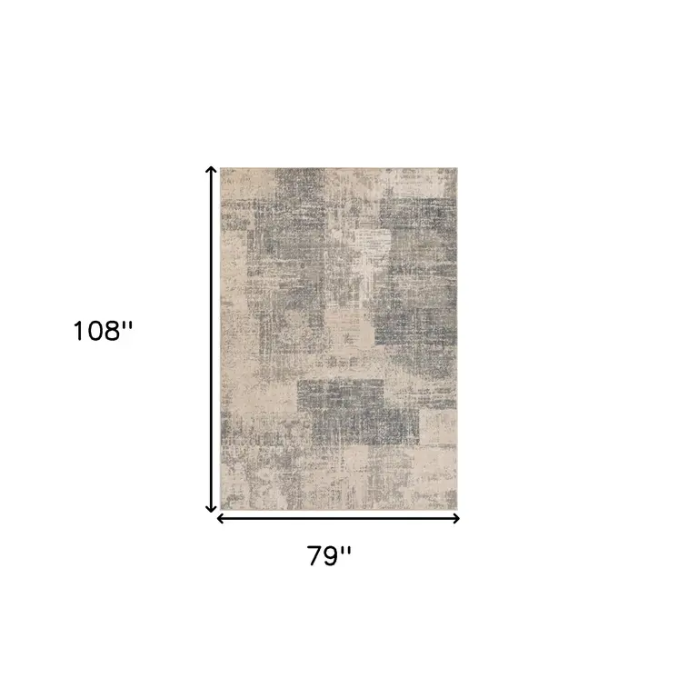 6' X 9' Gray and Light Blue Abstract Power Loom Area Rug