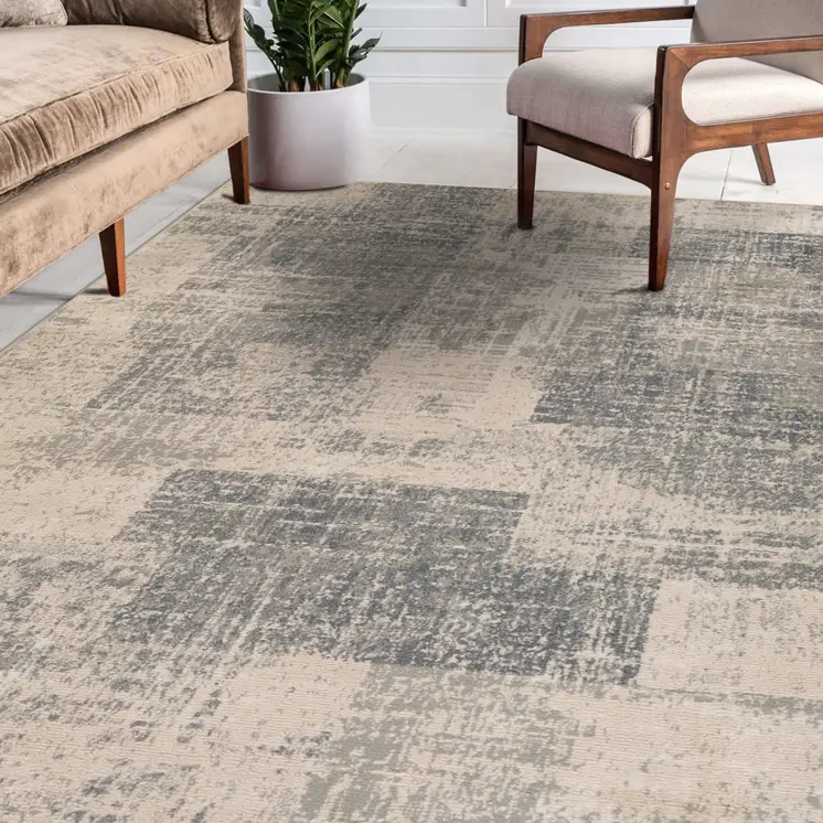 8' X 10' Gray and Light Blue Abstract Power Loom Area Rug