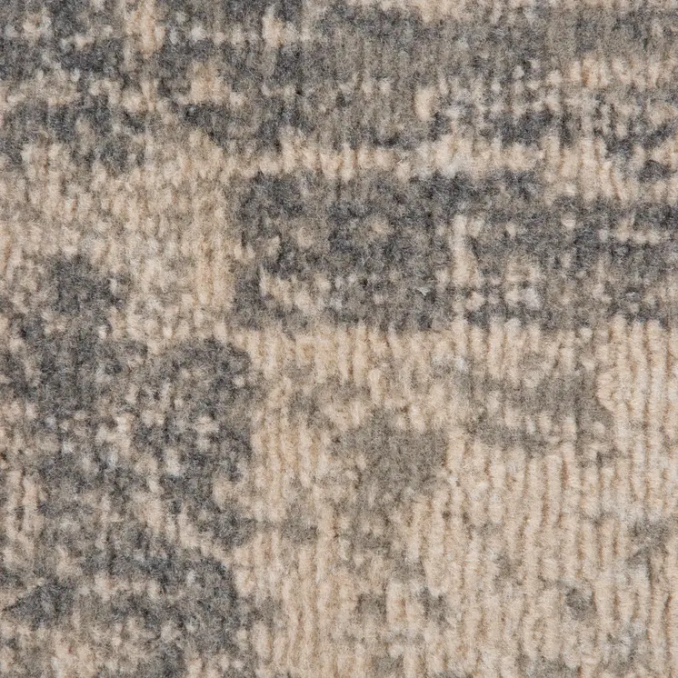 8' Gray and Light Blue Abstract Power Loom Round Rug