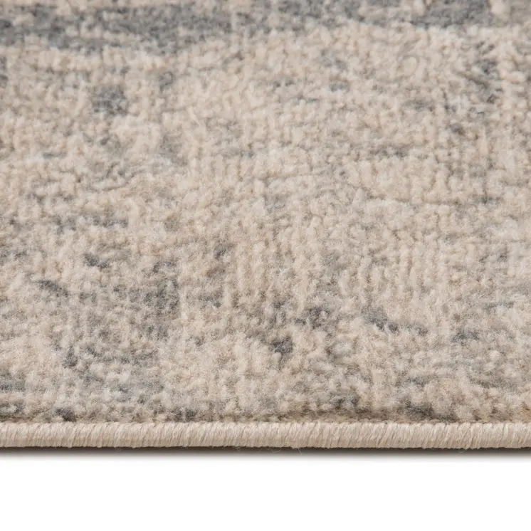 8' Gray and Light Blue Abstract Power Loom Round Rug